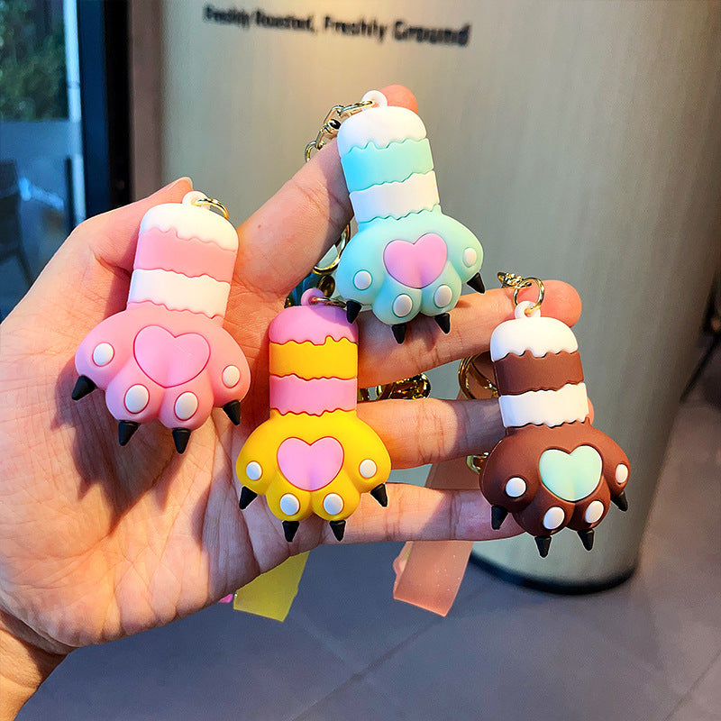 Wholesale Cartoon Cute Cat Claw Silicone Keychain